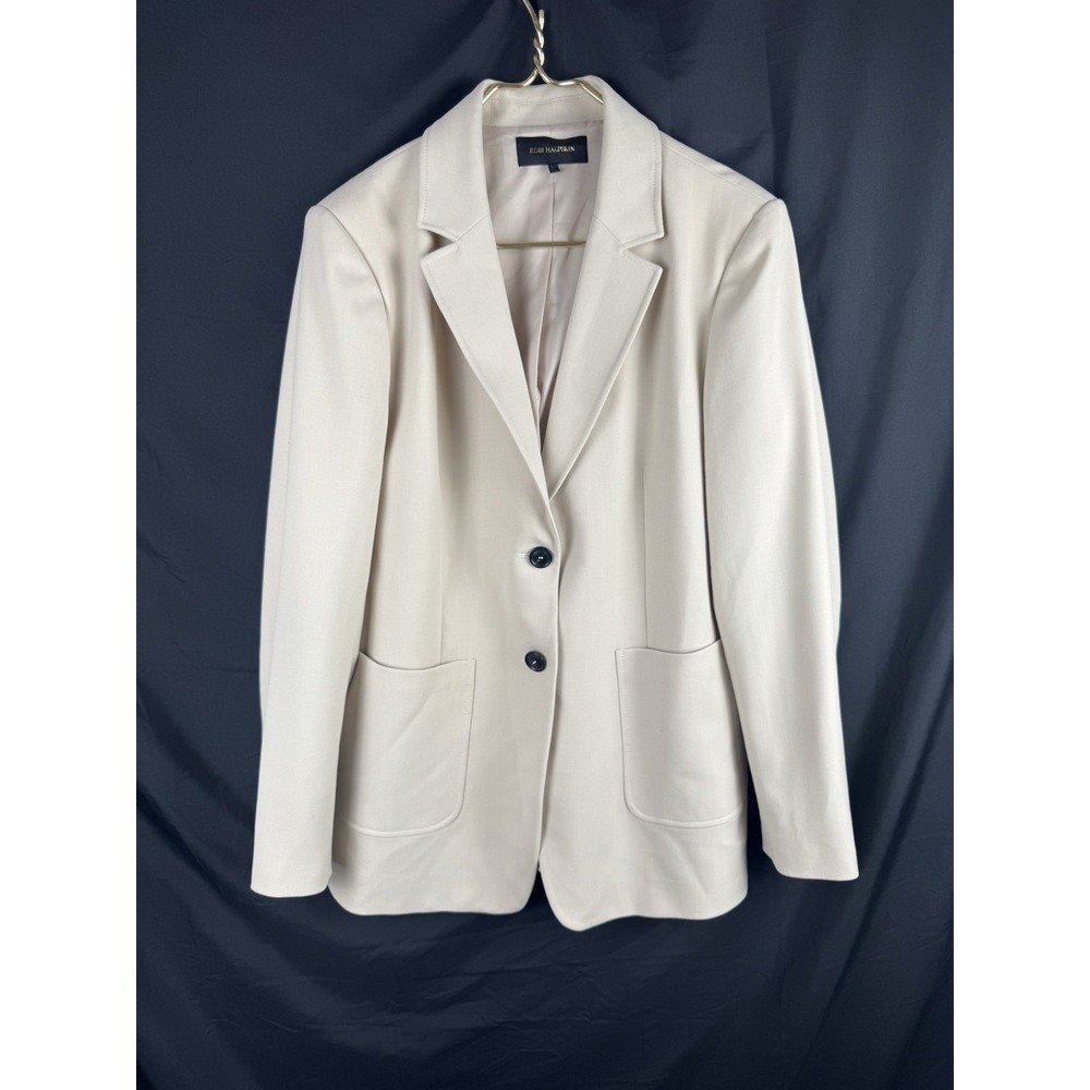 Kobi Halperin Beige Blazer L Melina Cream Tan Two Button Lined Luxury Blazer